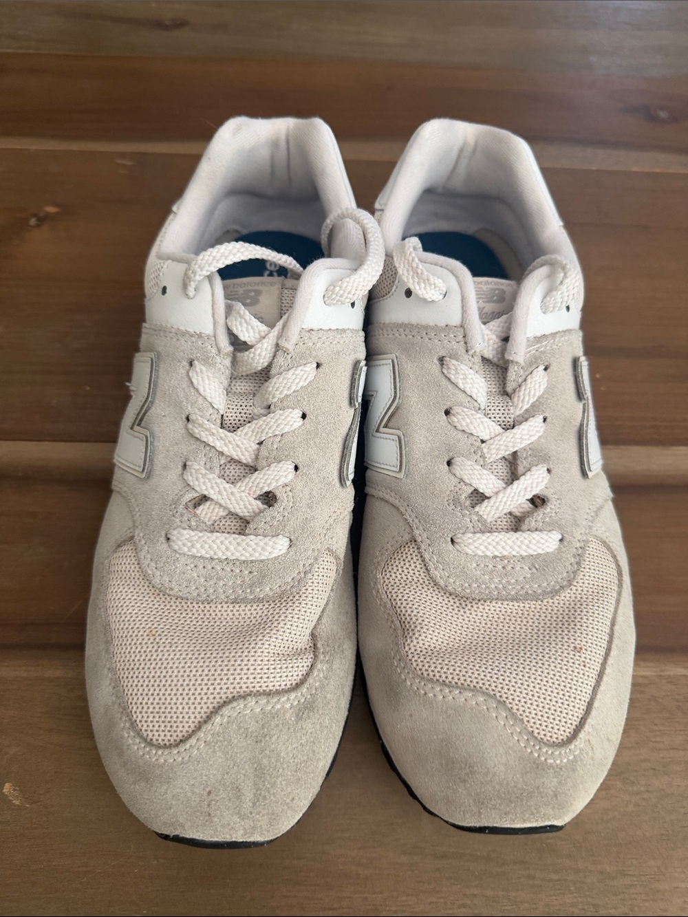New Balance Big Kids 574 Light Beige Suede & Mesh Casual Sneakers